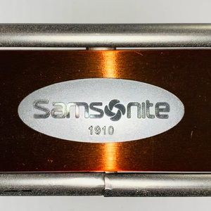 Samsonite Satin Nickel 8-Hook Door Hanger w. Copper Colored Panel & Brand Plate